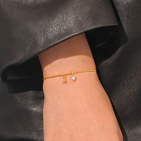 Gnoce Personalized Letter Heart Birthstone Bracelet_5