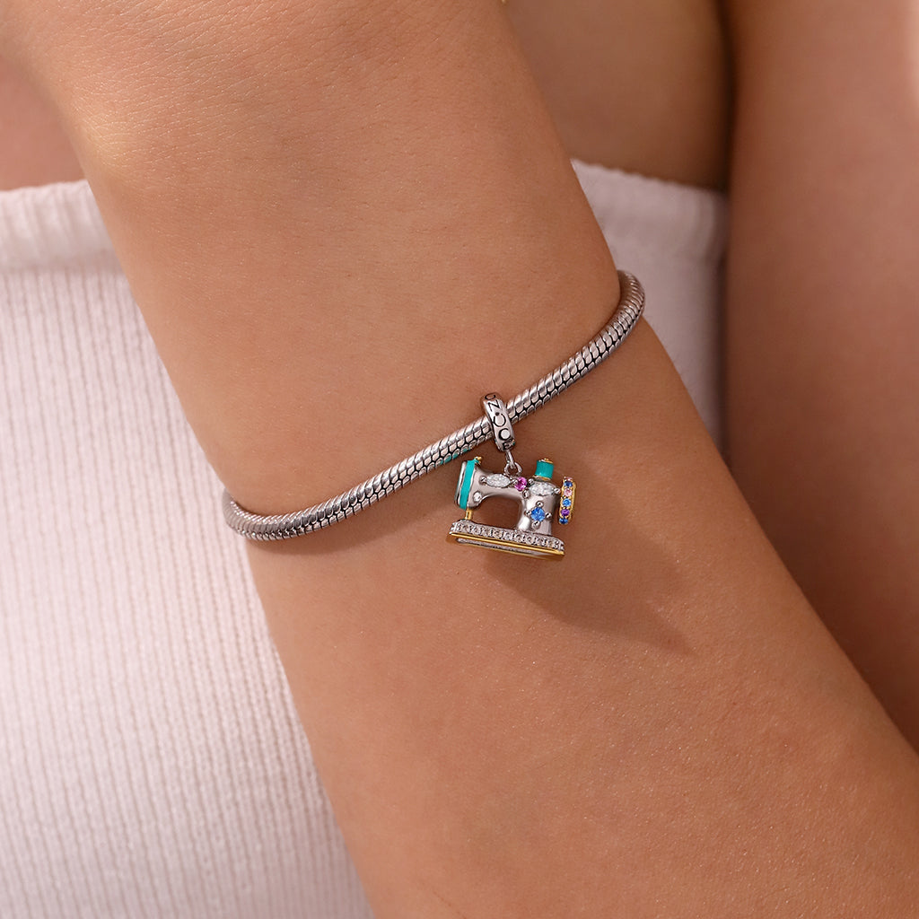 Gnoce Green Happy Sewing Machine Pendant Dangle Charm_6