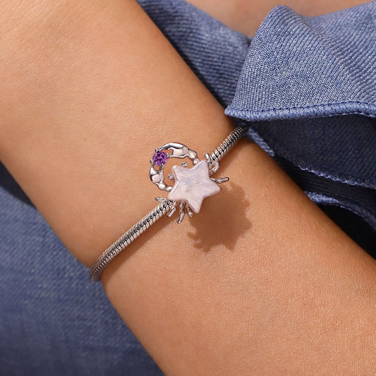 Gnoce Irregular Pearl Crab Star Birthstone Stopper Charm_6