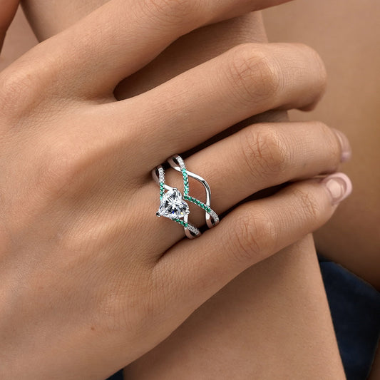 Gnoce Heart Cut Wishbone Stackable Ring Set_5