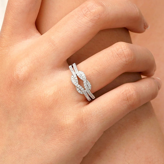 Gnoce Intertwined Infinite Pave White CZ Band Ring_5