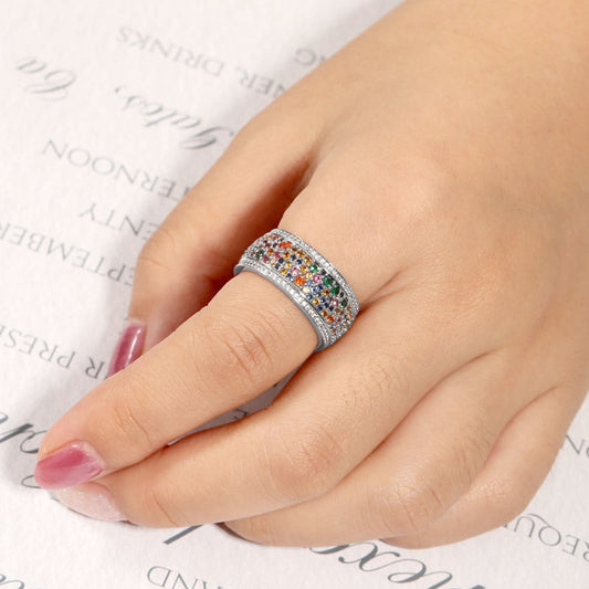 Colorful Brilliant Cut Band Ring 925 Sterling Silver_4