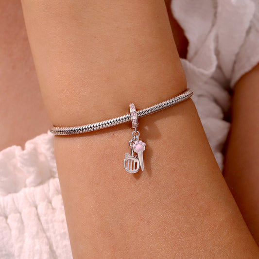 Gnoce Cute Pink Cat Paw Print Pendant Dangle Charm_6