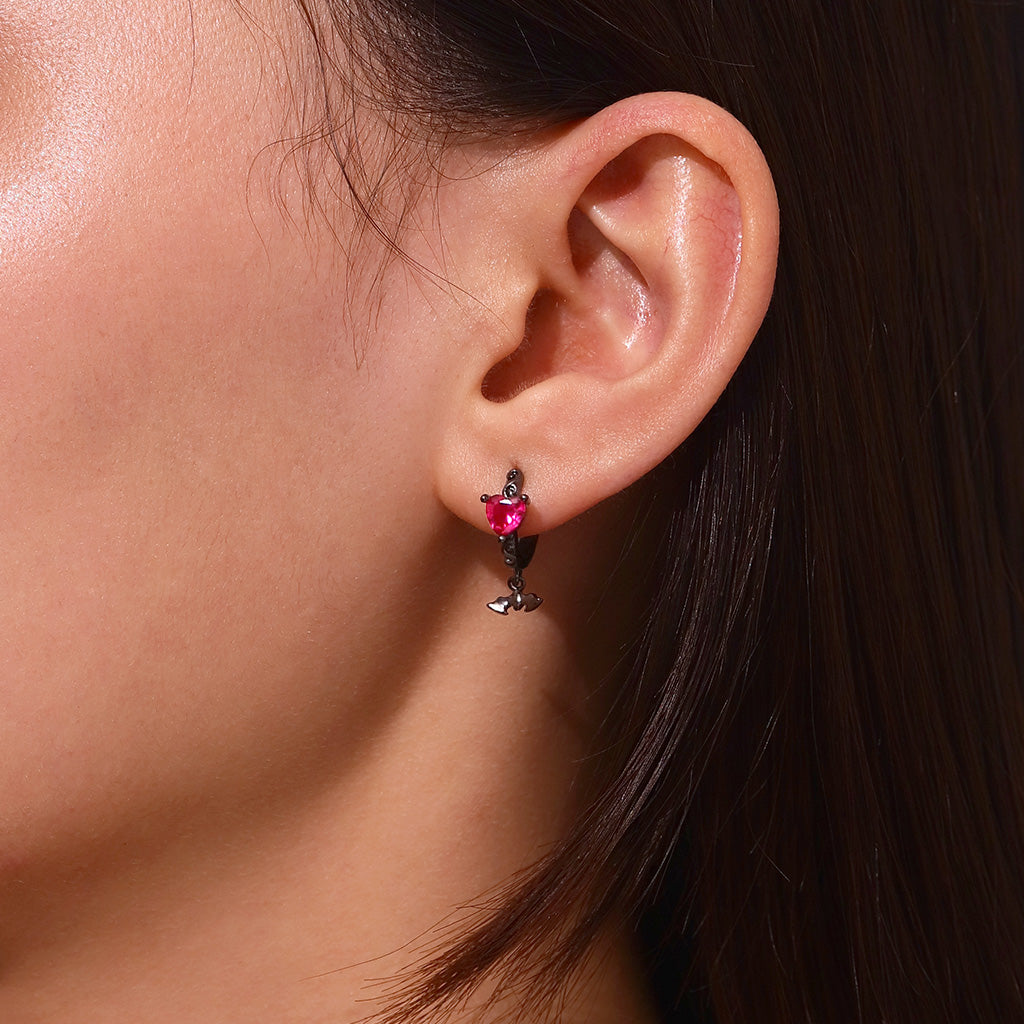 Gnoce Purple Heart Bat Hoop Earrings_5