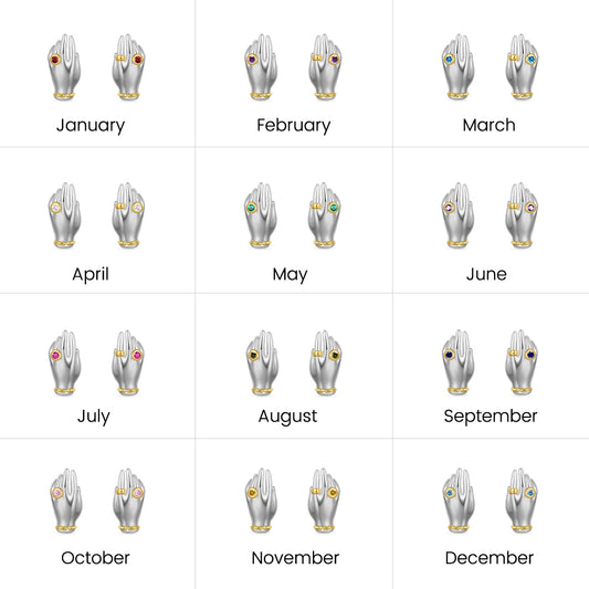 Gnoce Exquisite 'My Hands' Birthstone Stud Earrings_6