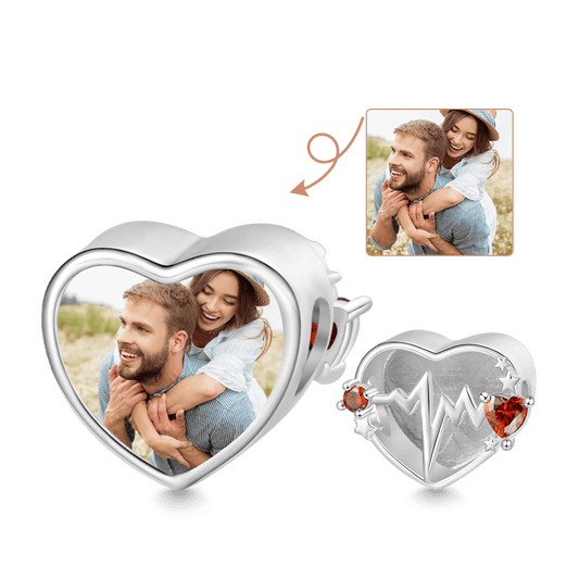 Gnoce ECG Ripples Heart Birthstone Personalized Photo Charm_2