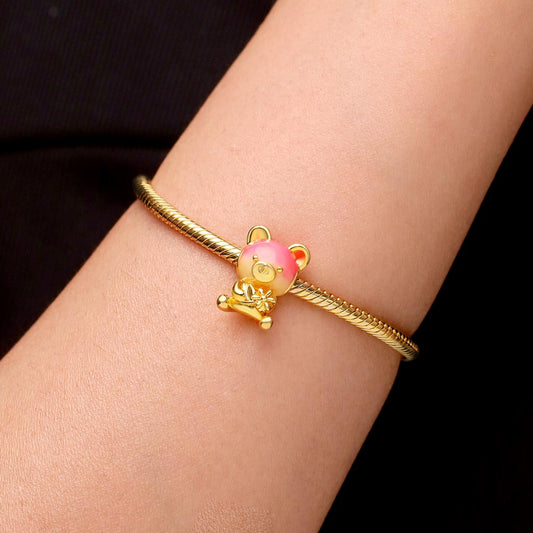 Gnoce 18K Gold Plated Gradient Pink Bear Charm_5