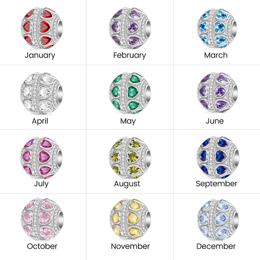 Gnoce Love Yourself Inlaid with Heart-shaped Birthstone Round Charm_6