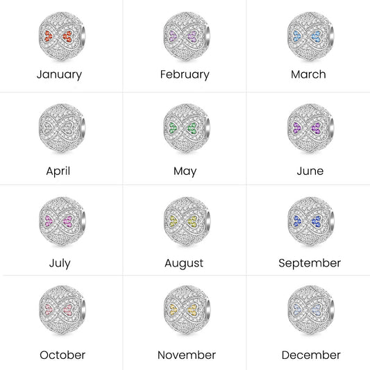 Gnoce Infinite Love Heart Birthstone Round Charm_6