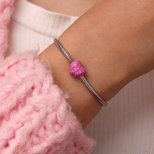 Gnoce Pink Valentine's Day Pave Gemstone Heart Charm_5