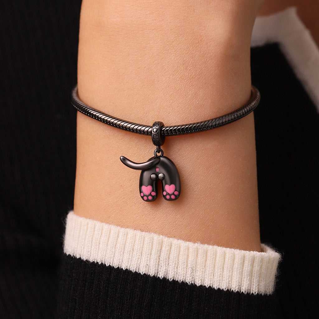 Gnoce Cute Cat Pink Love Paw Print Tail Pendant Dangle Charm_7