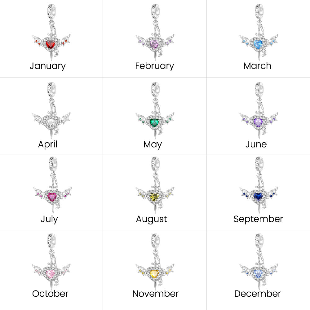 Gnoce Engravable Wounded Heart & Dagger Pendant Dangle Charm_8