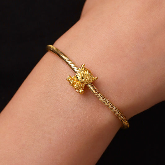 Gnoce 18K Solid Gold Scottish Highland Cow Charm_5