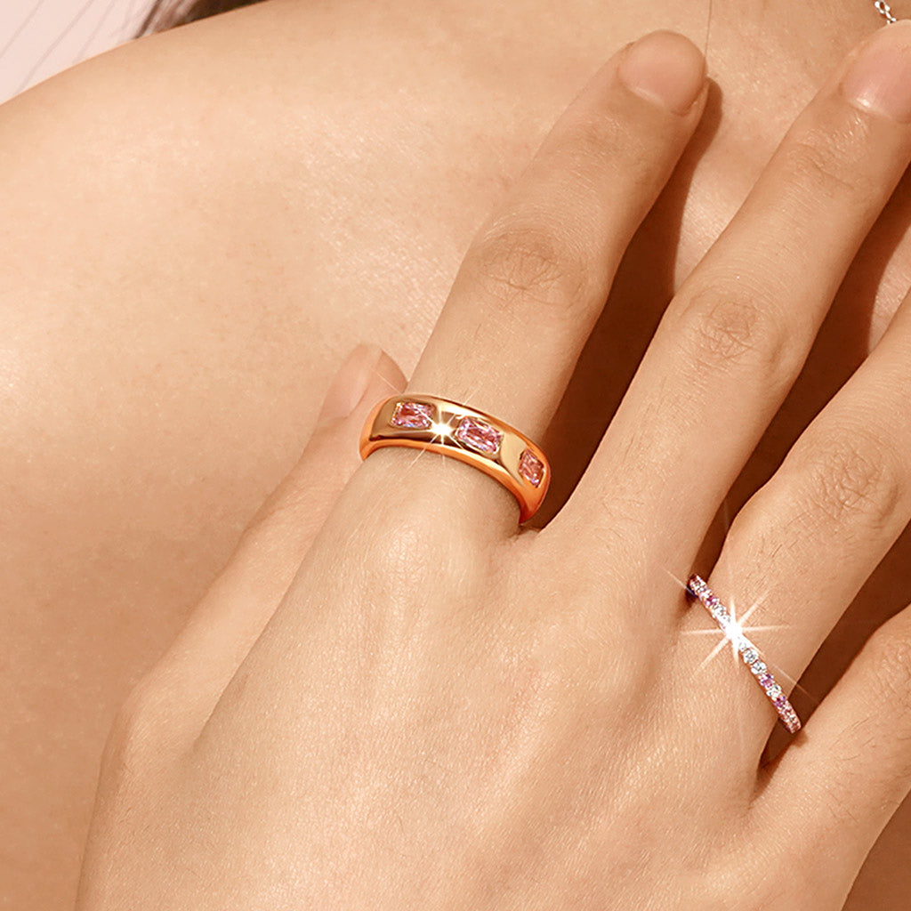 Gnoce Triple Morganite Bezel Vintage Ring_6