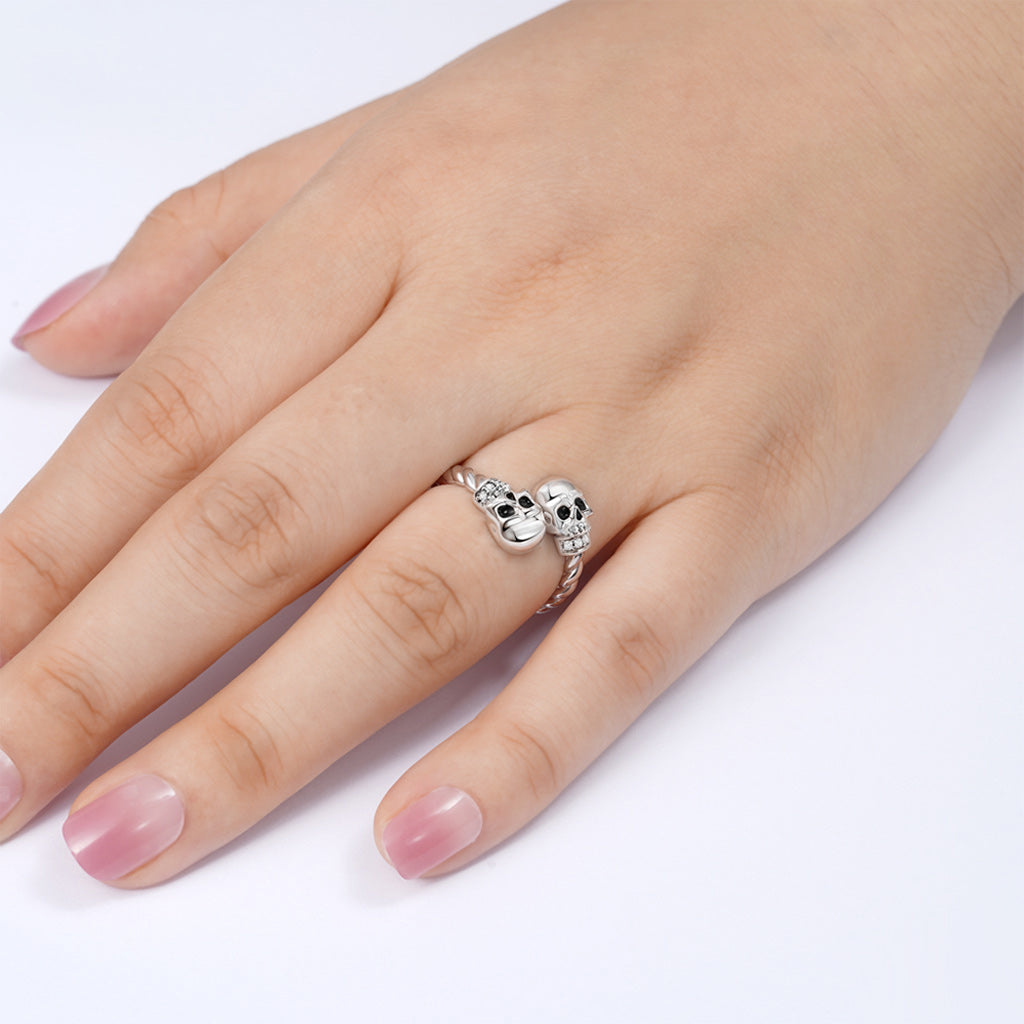 Gnoce Adjustable Skulls Twisted Rope Fashion Ring_6