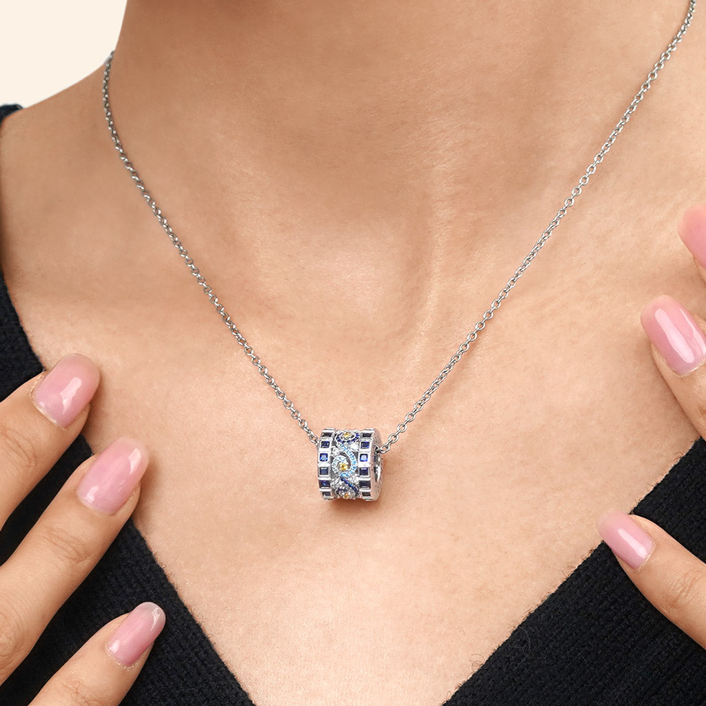 Gnoce Starry Night Drum Pendant Necklace_4