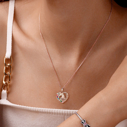 Gnoce Engravable Family Name 'MOM' Heart Necklace_8
