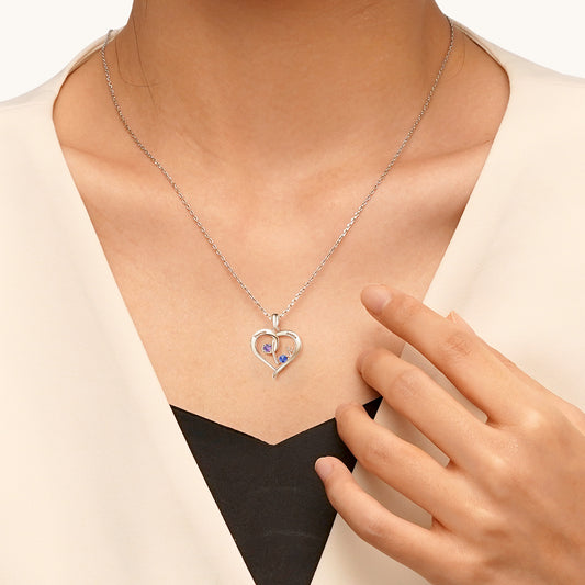 Gnoce Simple Love Interlaced Heart Birthstone Necklace_7