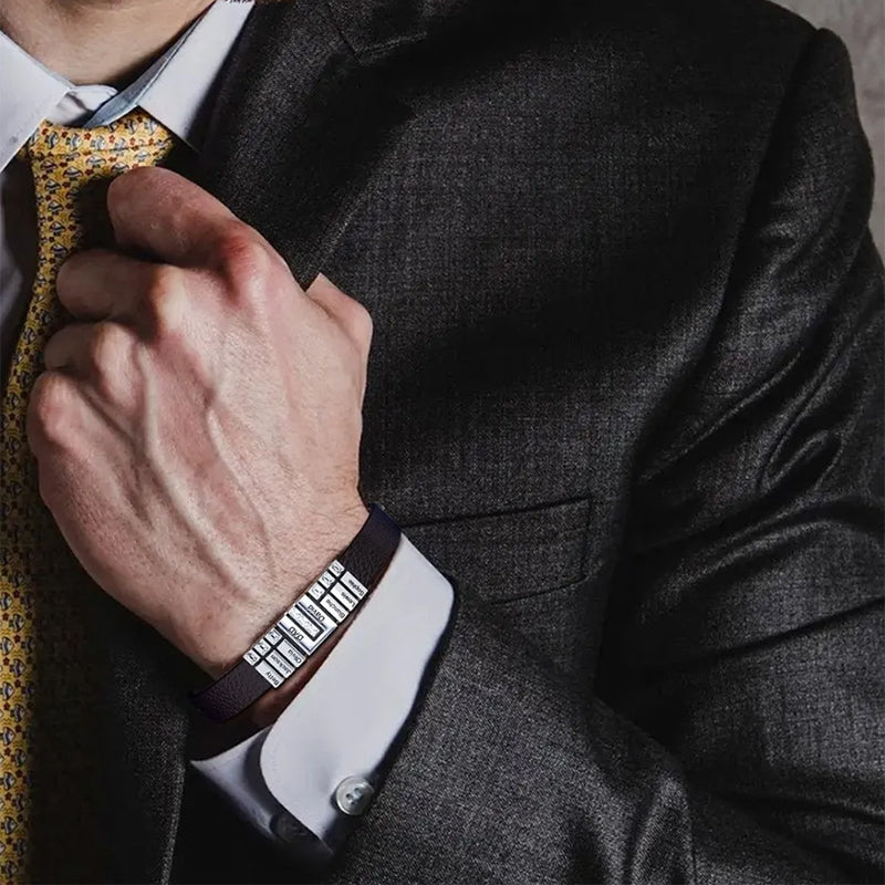 Gnoce Black Punk DIY Leather Personalized Bracelet with 2-8 Clasp_8