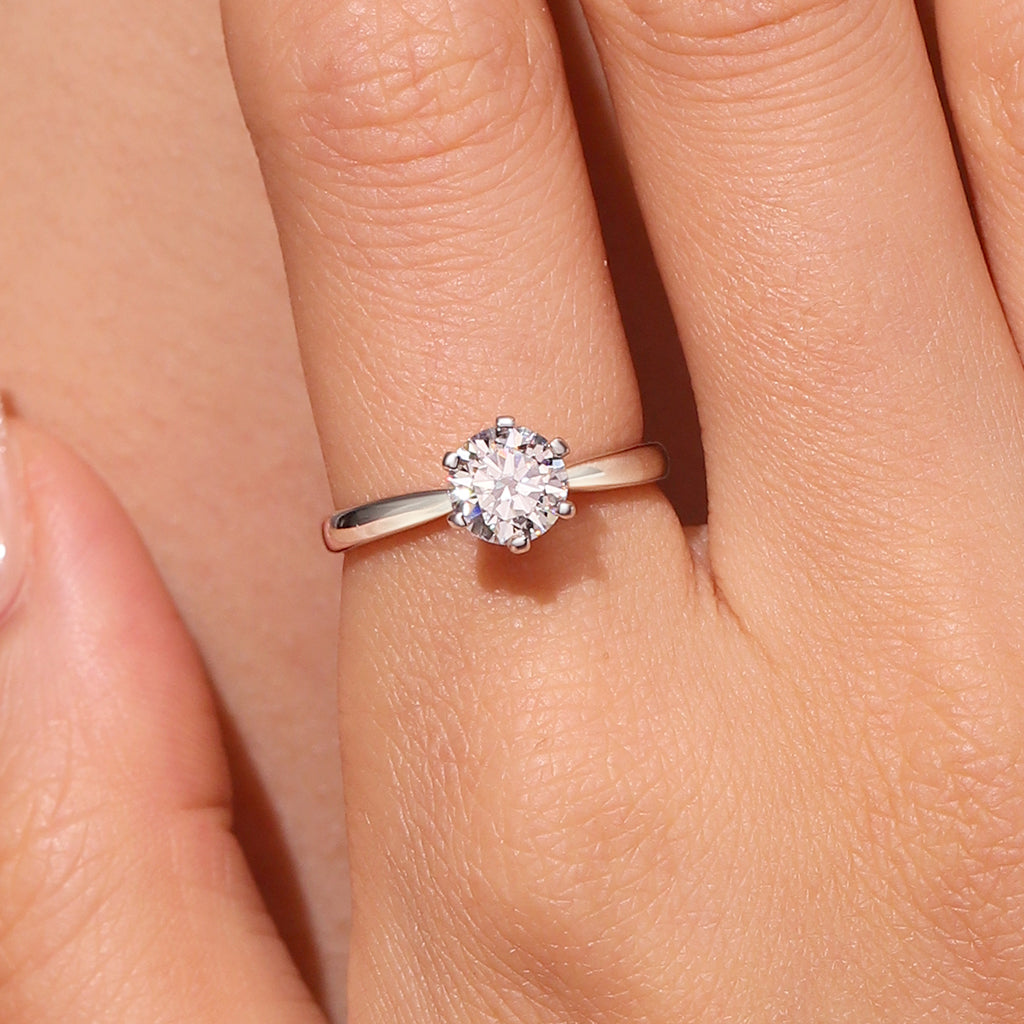 Gnoce Classic 0.5CT Round Halo 925S & VVS Moissanite Engagement Ring_6