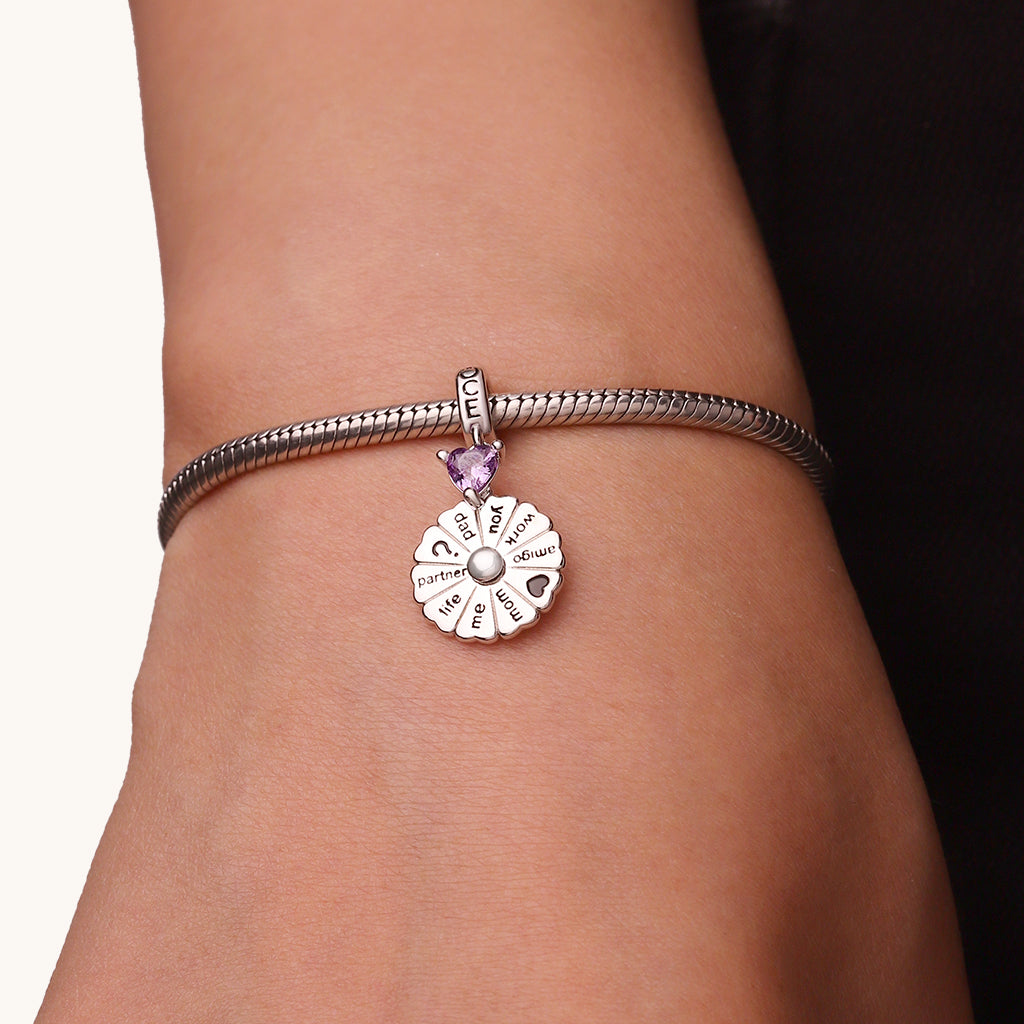 Gnoce Spinning Turntable Inlaid with Birthstone Pendant Dangle Charm_8