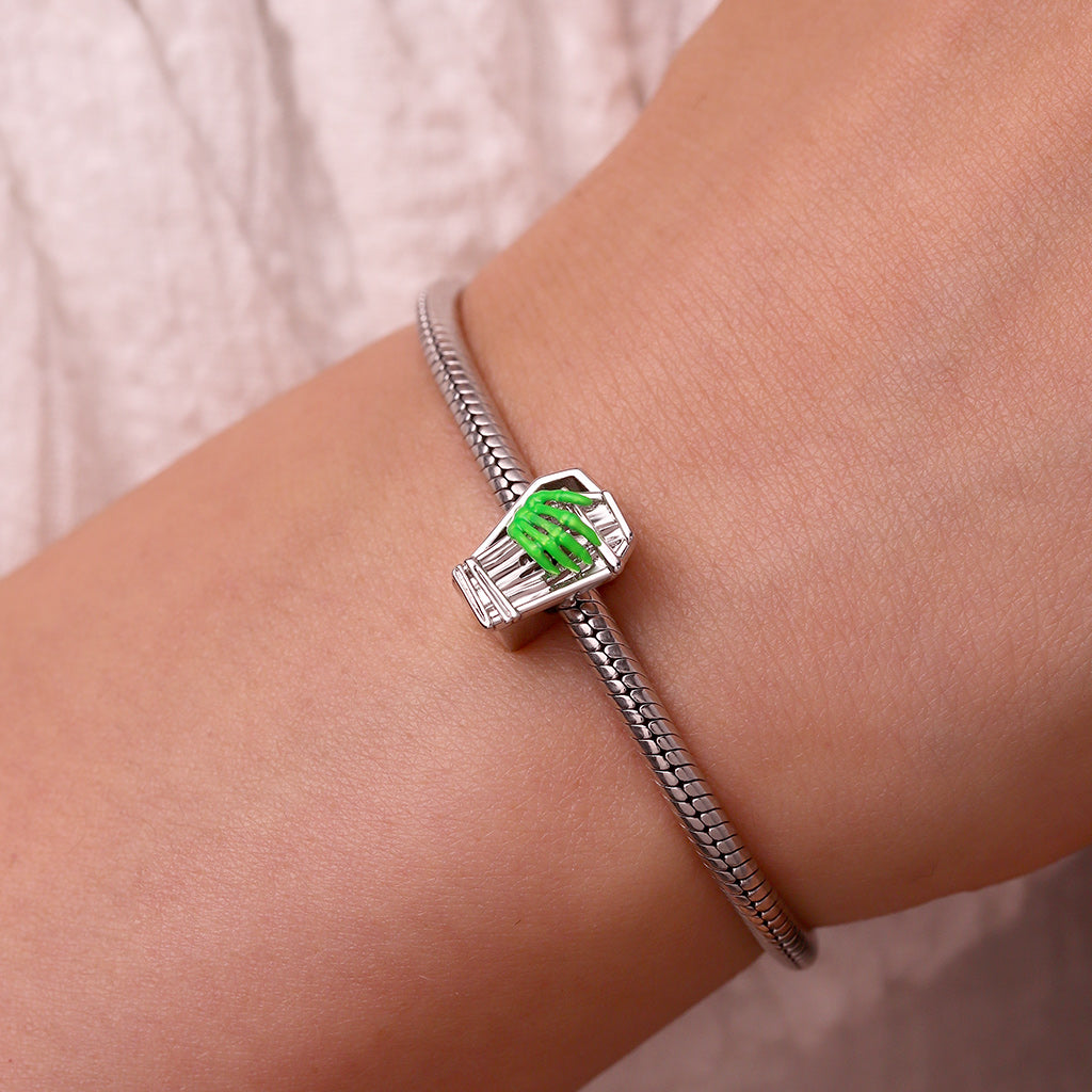 Gnoce Halloween Coffin Green Luminous Skeleton Hand Charm_6