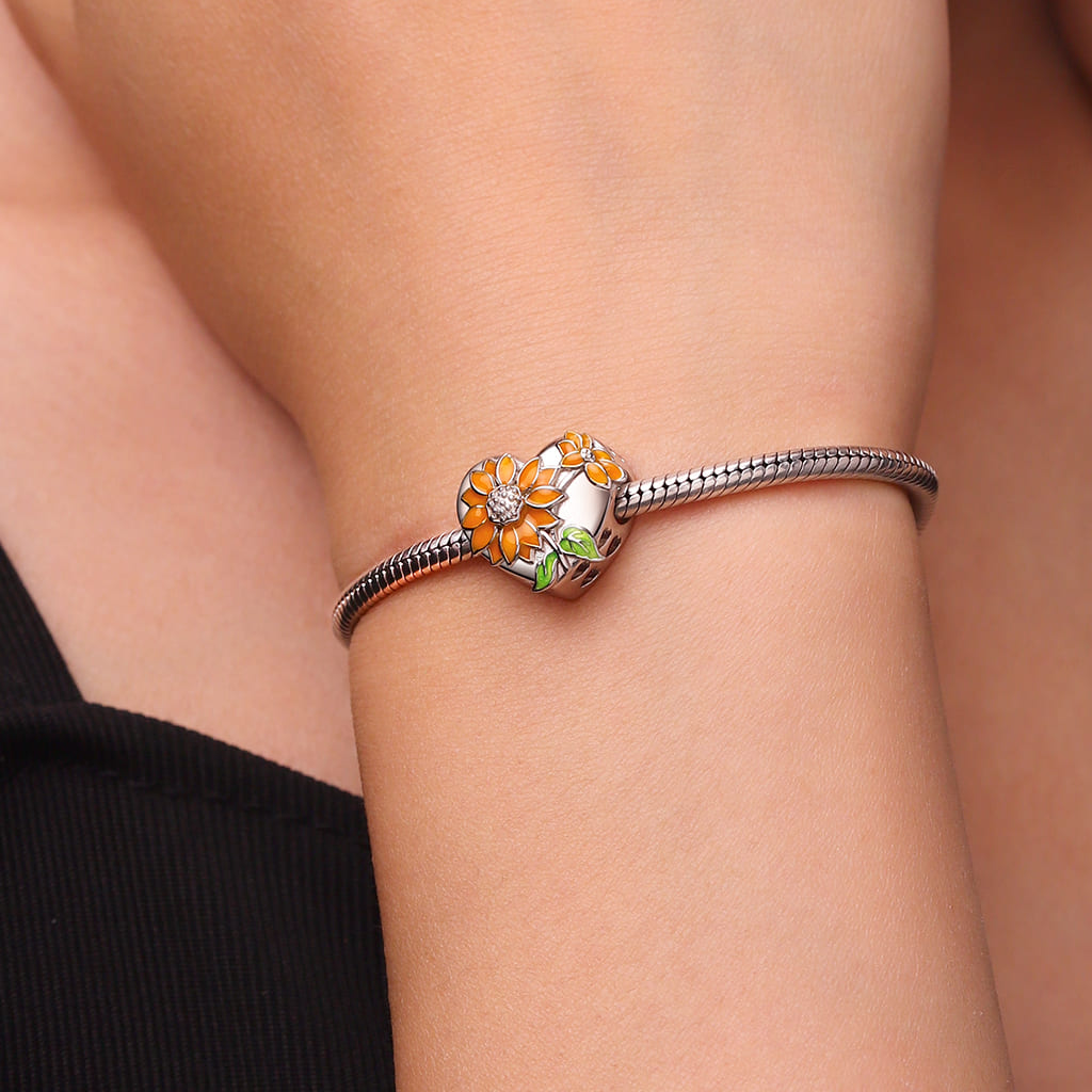 Gnoce Color-changing Sunflower Heart Engravable Charm_6