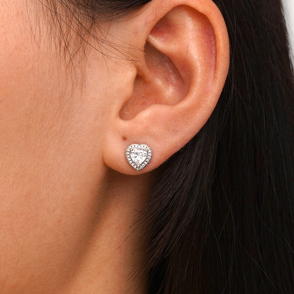 Gnoce Brilliant Heart Diamond Halo Stud Earrings_7