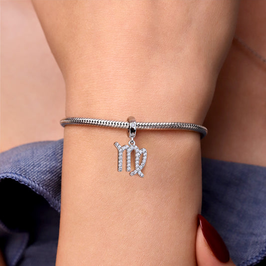 Gnoce "Remember Me in Your Heart" 925 Sterling Silver Virgo Charm Zodiac Sign Pendant With Cz For Bracelet_3