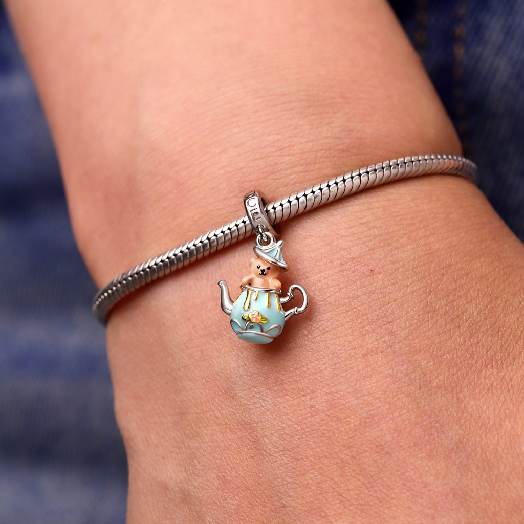 Gnoce Bear Teapot Pendant Dangle Charm_6