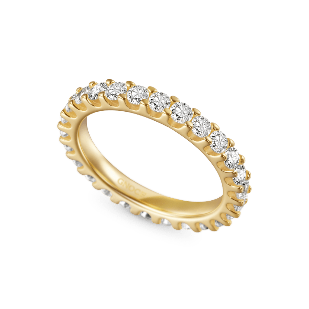 Gnoce 14K/10K Solid Gold Micro Pave Moissanite Eternity Ring_4