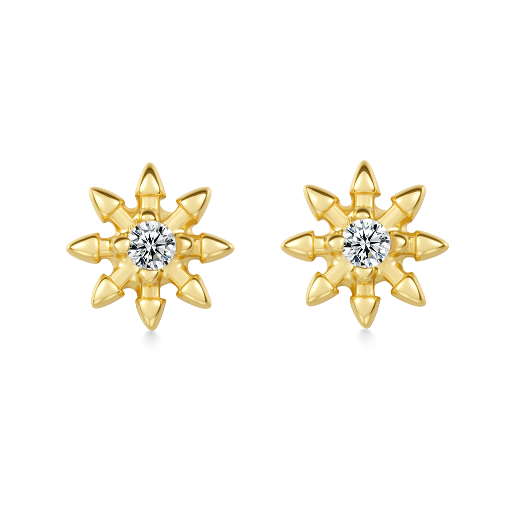 Gnoce 14K/10K Solid Gold Moissanite Spiked Star Stud Earrings_4