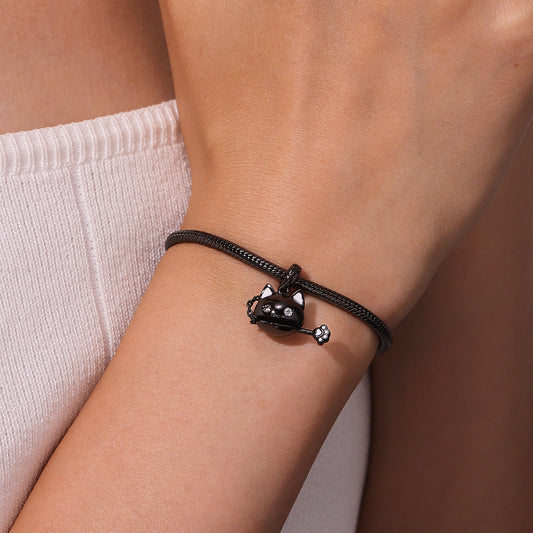 Gnoce Black Cat Wooden Fish Pendant Dangle Charm_2