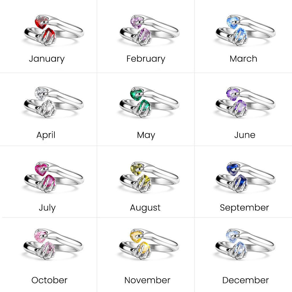 Gnoce Personalized Handheld Heart Birthstone Ring_5