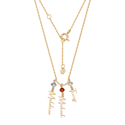 Gnoce Multi-Script Name Birthstone Lariat Necklace_3