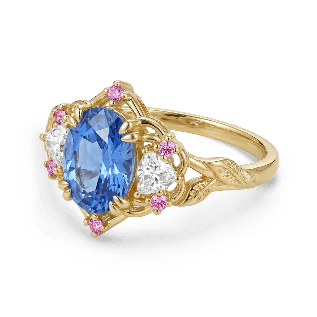 Gnoce Nature-Inspired Leaf & Floral Oval-Cut Engagement Ring_4