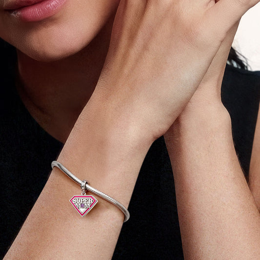 Gnoce Super Mom Engravable Birthstone Pendant Dangle Charm_2