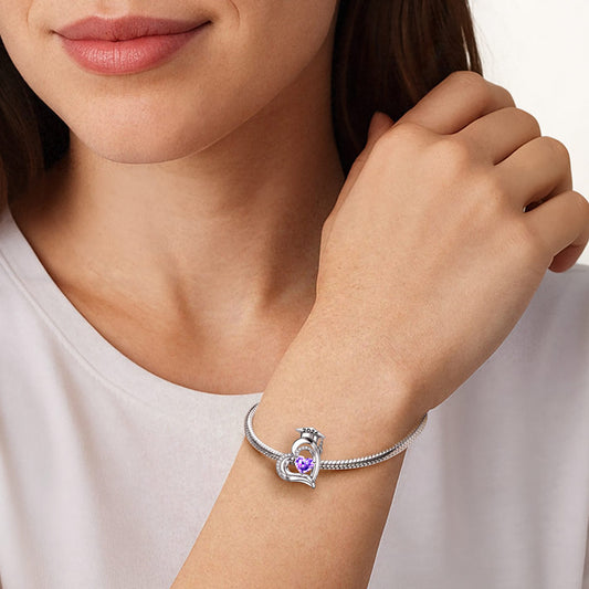 Gnoce Grad Cap Heart-Shaped Customized Birthstone Charm_2