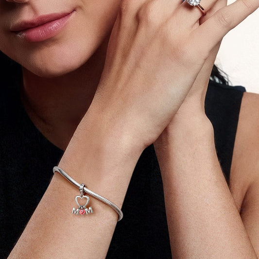 Gnoce Mom Heart Shaped Birthstone Pendant Dangle Charm_2