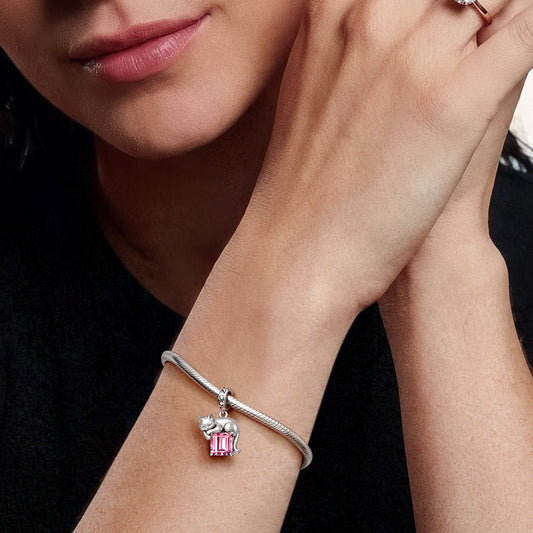 Gnoce Cat Birthstone Pendant Dangle Charm_2