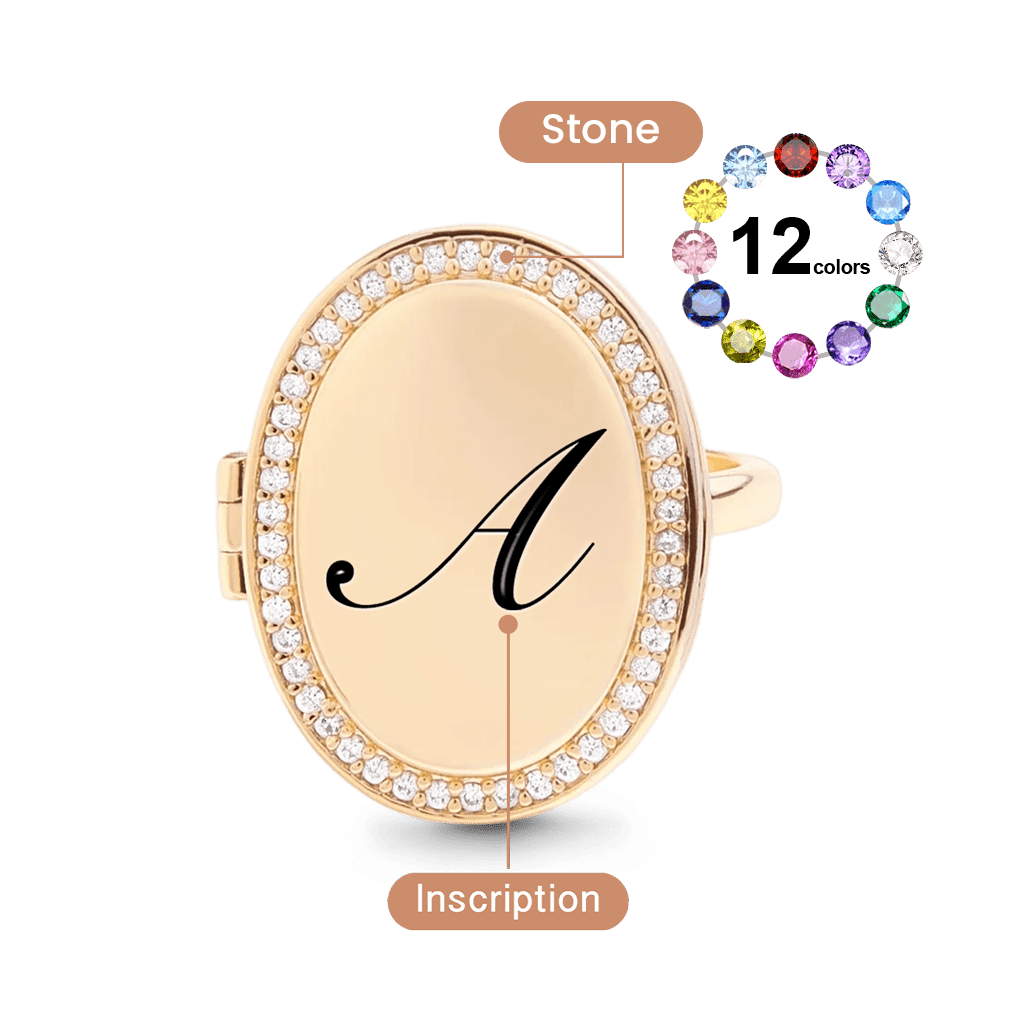 Gnoce Custom Photo Birthstone Ring with Personalized Engraving_5