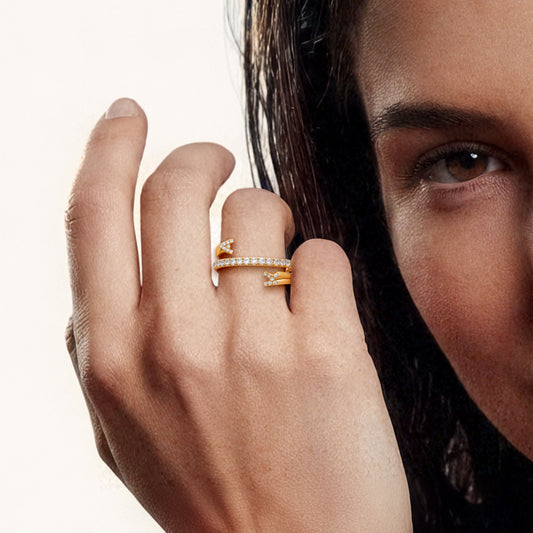 Gnoce Personalized Cuff 3 Row Nesting Ring with Engraving_2