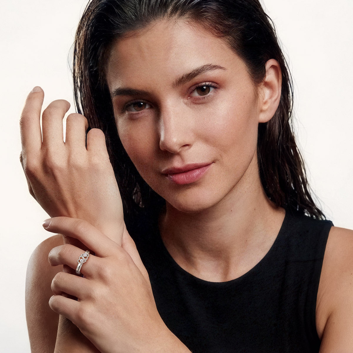 Gnoce Personalized Two Hearts Birthstone Ring - Custom Name & Love Message Band_4