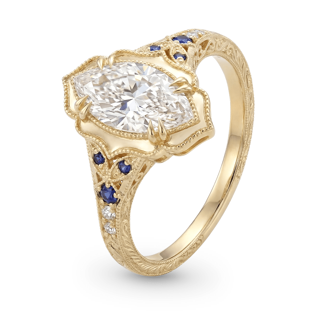 Gnoce Victorian Style Marquise-Cut Engagement Ring_4