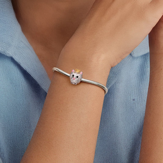 Gnoce Dog Head Engravable Charm Platinum-plated Silver Blend_2