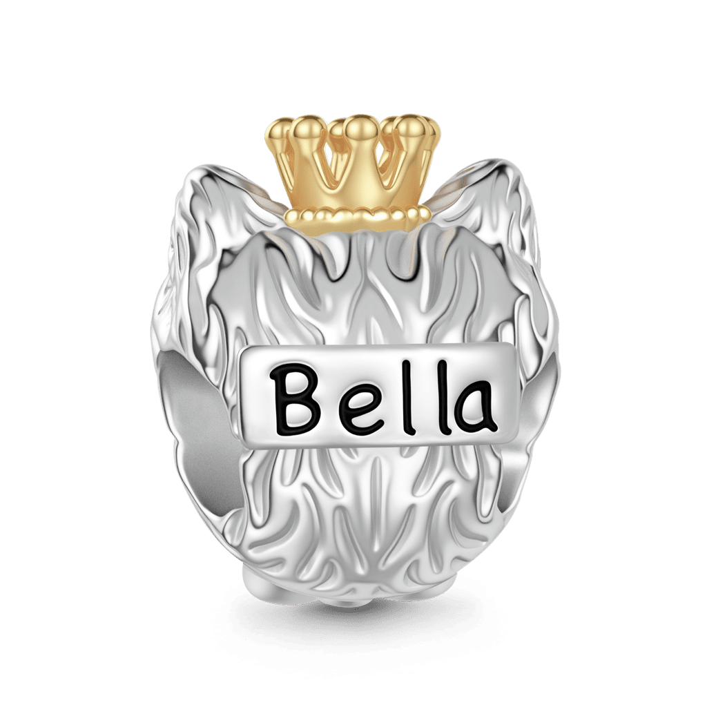 Gnoce Dog Head Engravable Charm Platinum-plated Silver Blend_5