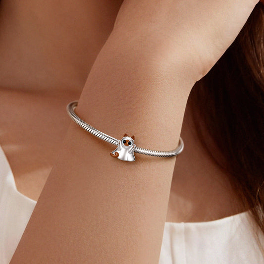 Gnoce Ghost Cat Charm Platinum-plated Silver Blend_2