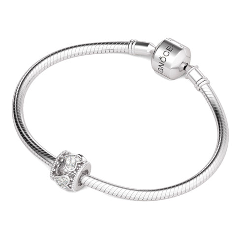 Gnoce "One Love, One Heart, One Destiny" 925 Sterling Silver White Crystal Heart Charm Best Gift for Her_3