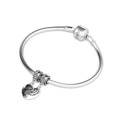 Gnoce "You Complete me" Mother & Daughter 925 Sterling Silver Double Dangle Pendant Beads_3