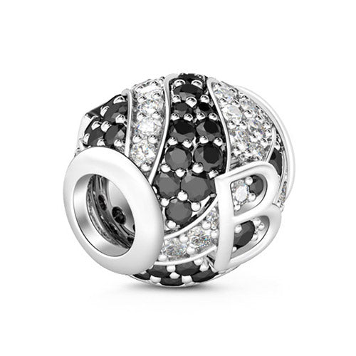 Gnoce “Letter B with Special Meaning for Special Person ”Made of 925 Sterling Silver Black & Clear CZ Letter B Charm_2